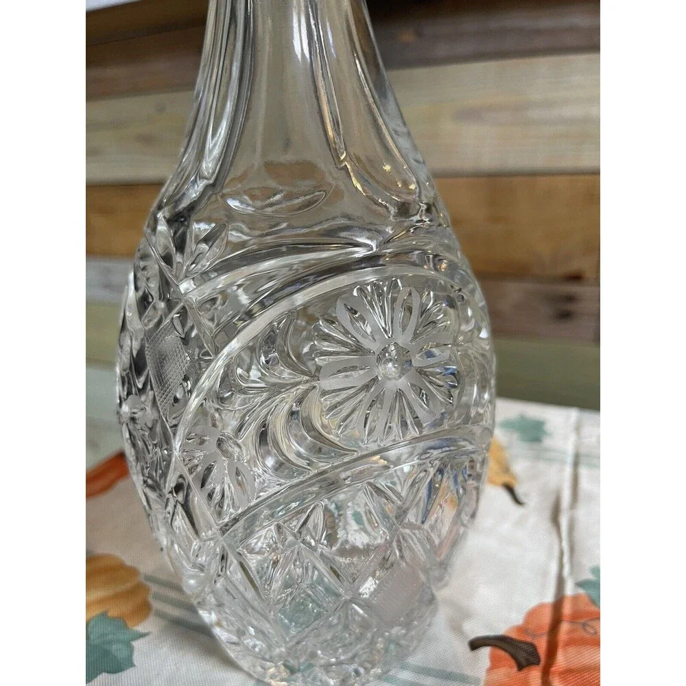 Vintage Cut Crystal Decanter - Pinwheel/ Star Design Very Heavy Barware